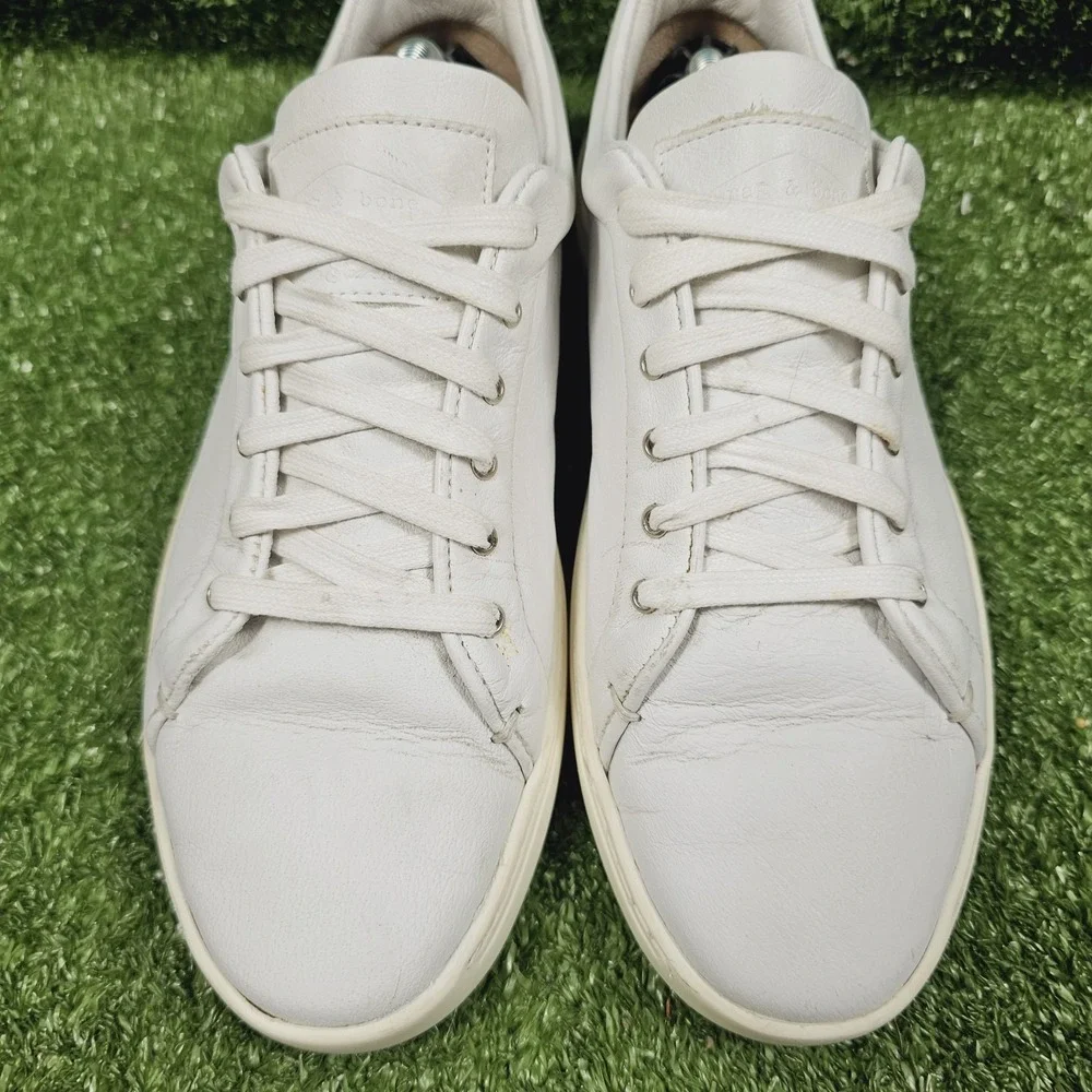Rag & Bone White Leather Lace Up Kent‎ Casual Sneakers Womens Size 38.5 US 8.5